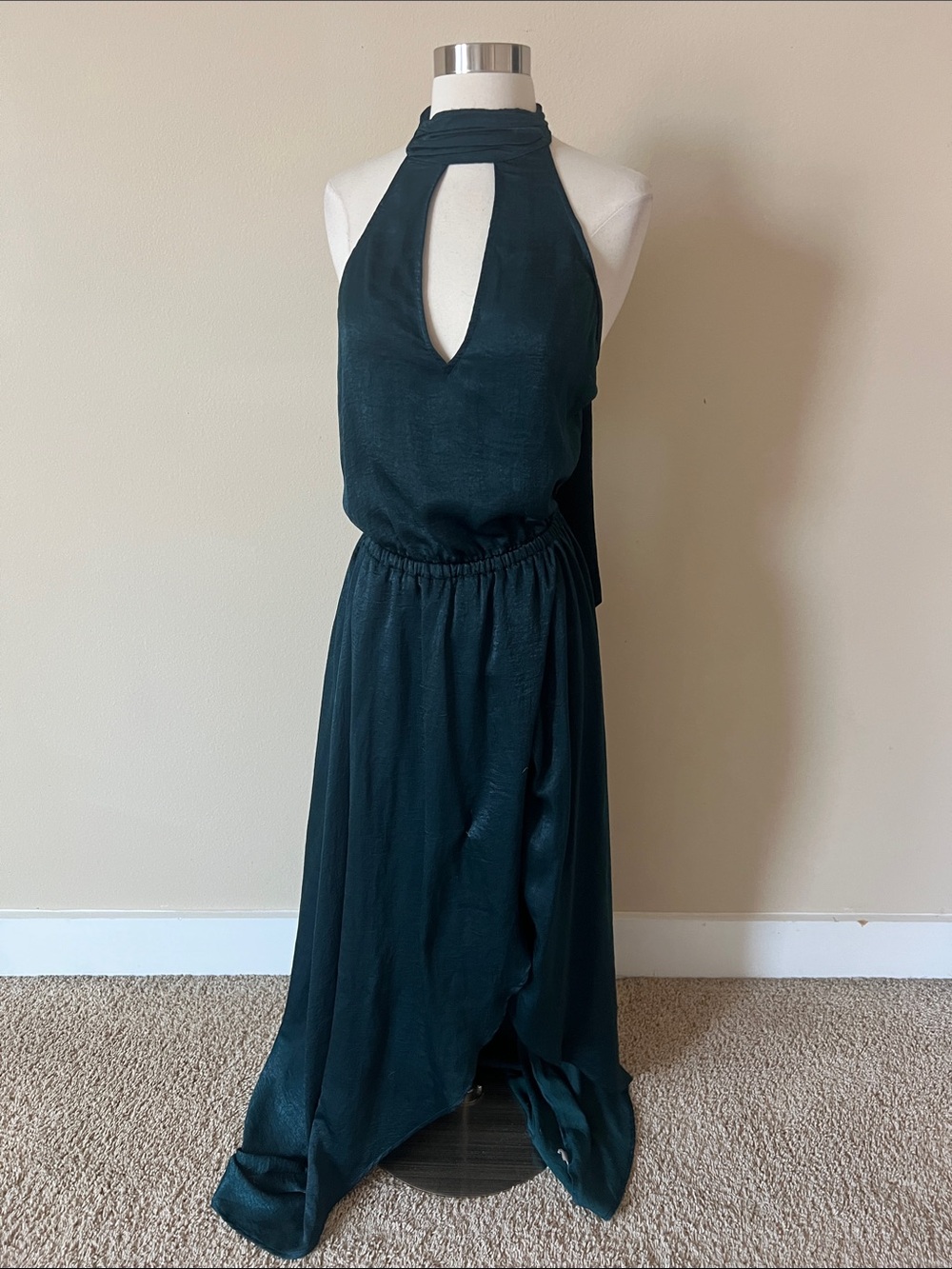 Show Me Your MuMu Teal Halter Maxi Dress with Keyhole